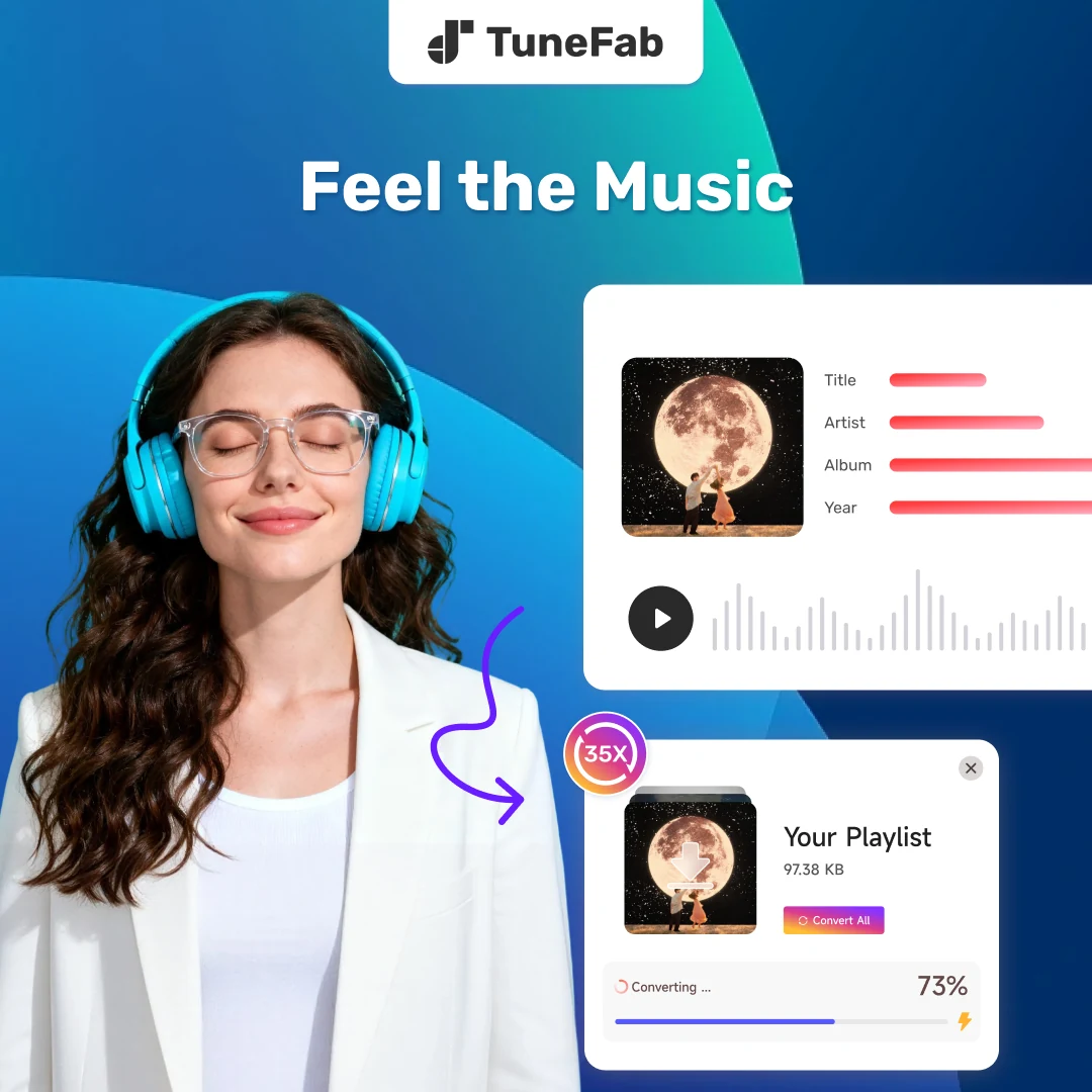 TuneFab Feel the Music square ad for audio download workflows