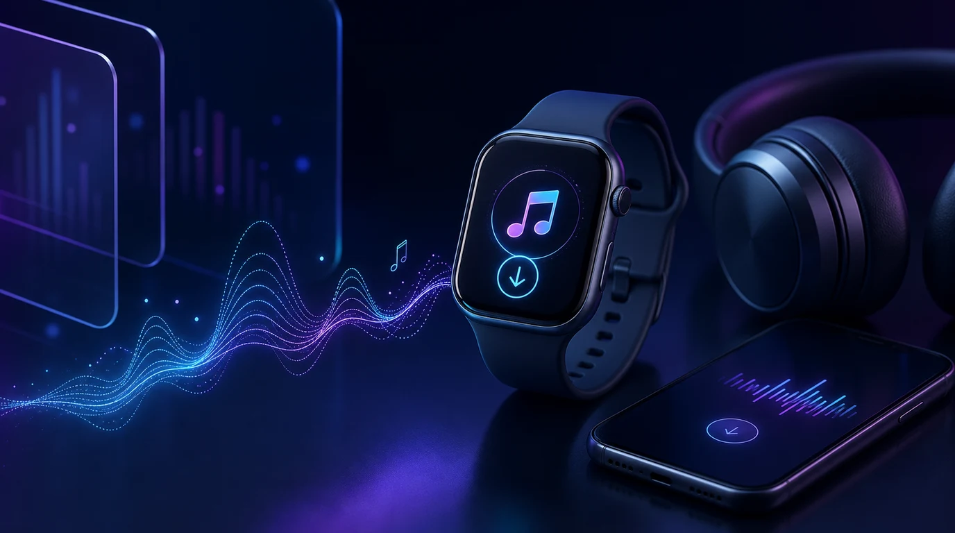Music moving from a phone to a smartwatch for offline listening