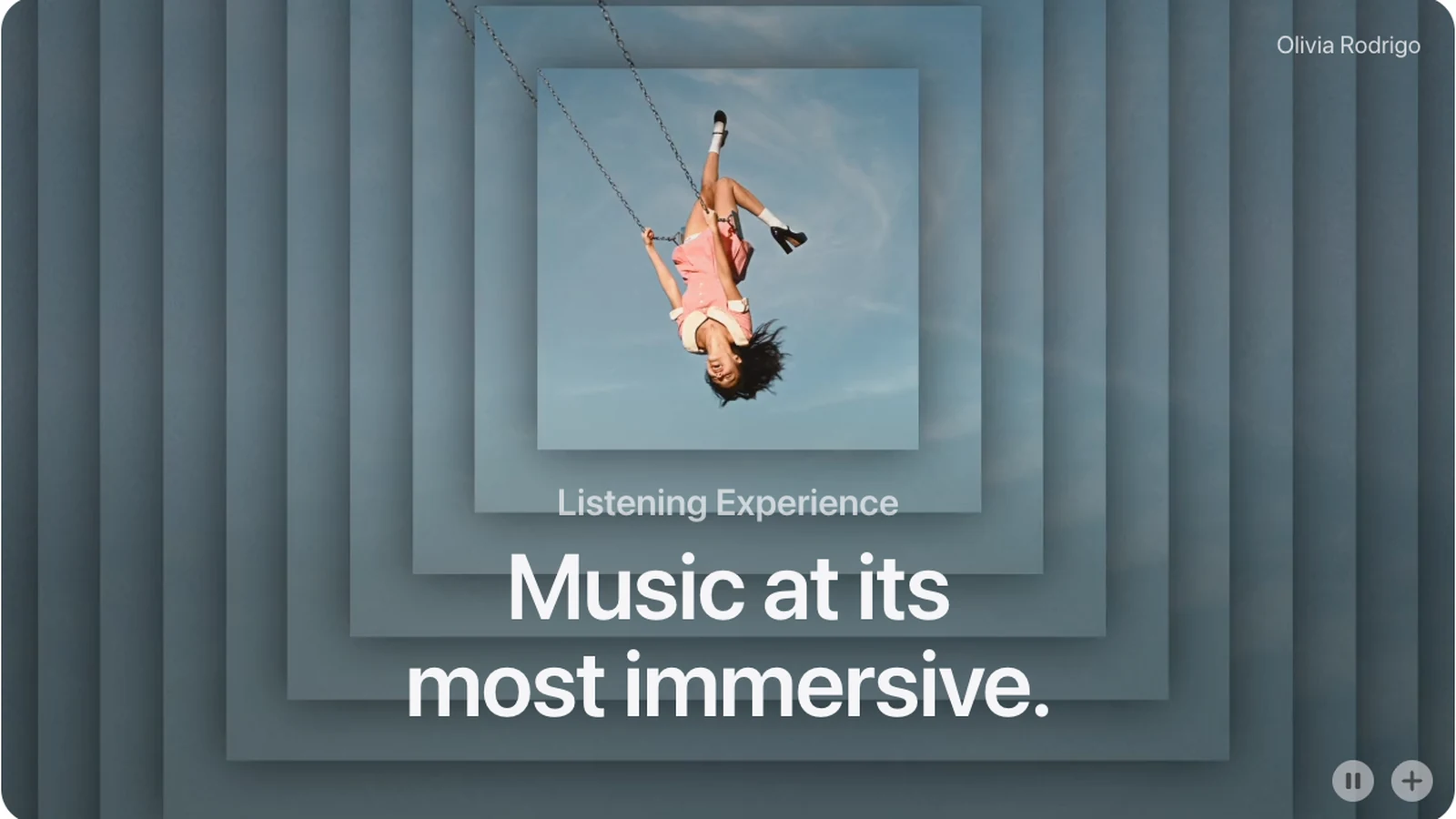 Apple Music official page presenting its immersive listening experience