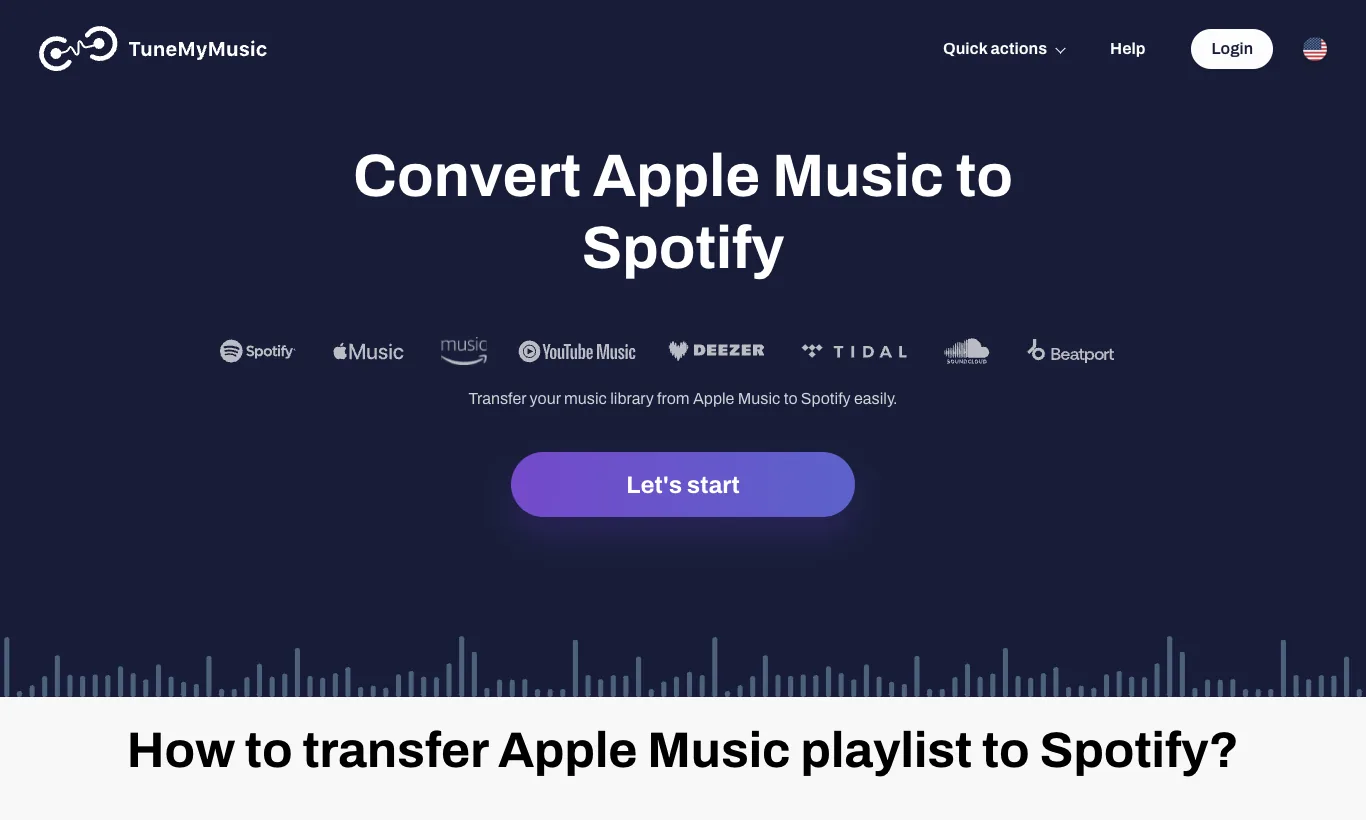TuneMyMusic Apple Music to Spotify transfer page screenshot