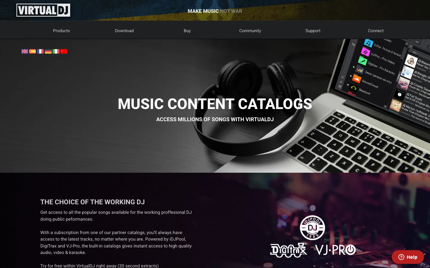 VirtualDJ official content catalogs page
