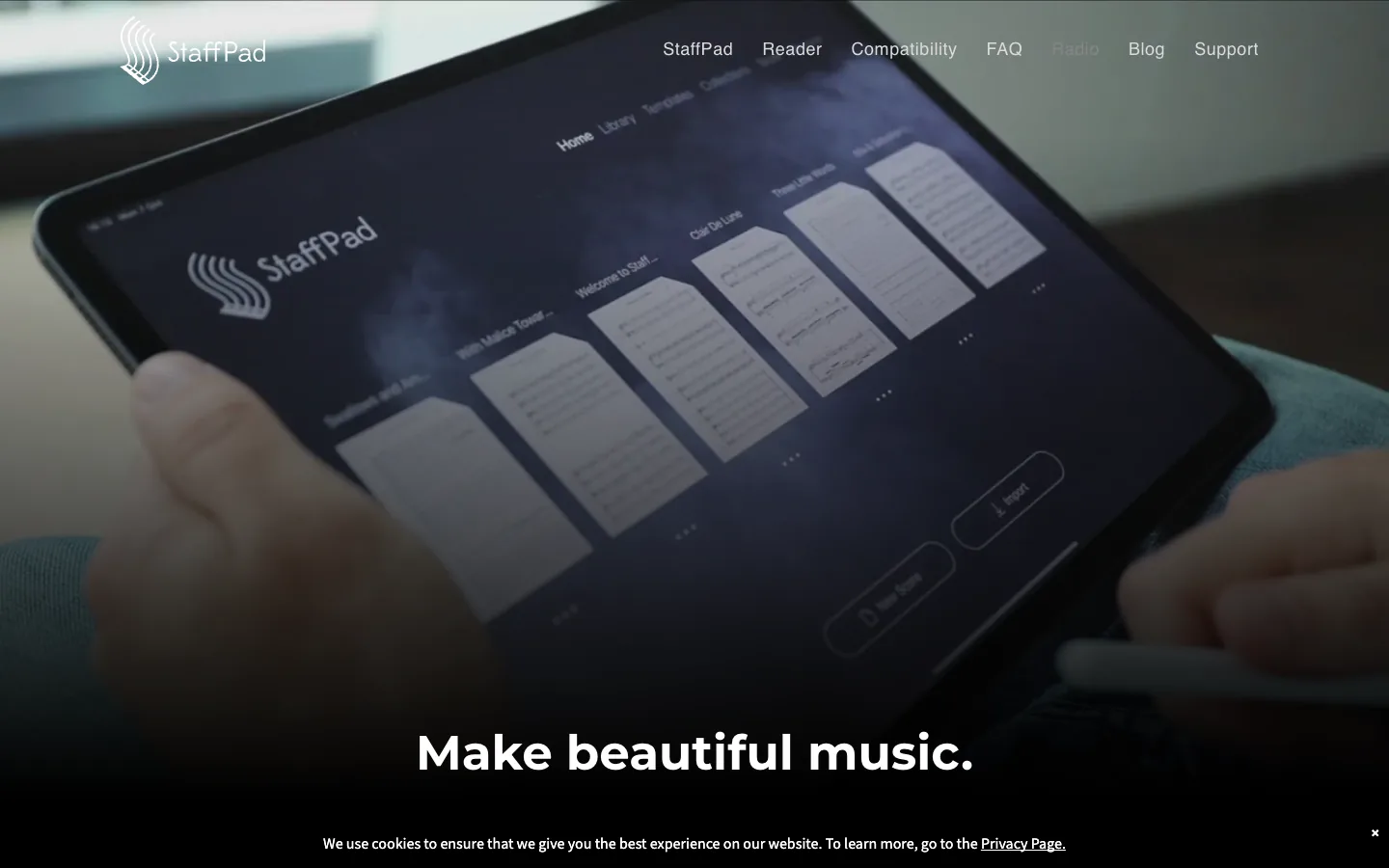 StaffPad official product page for pen and touch music notation