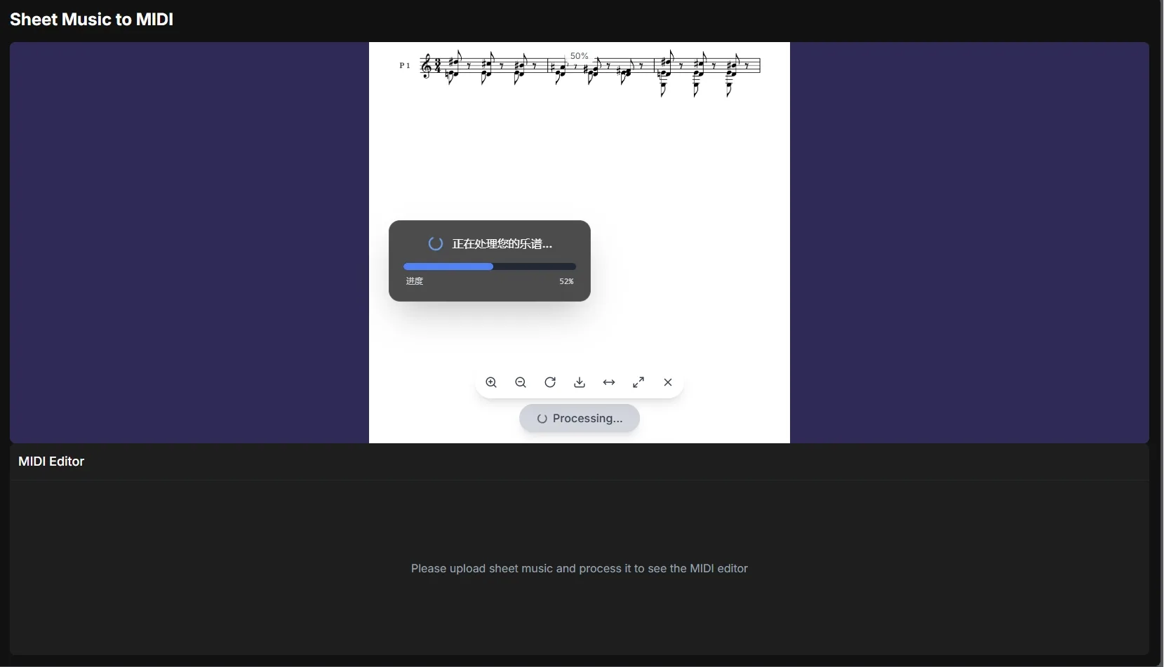 Przeglądarkowy workflow OMR Melogen Sheet2MIDI