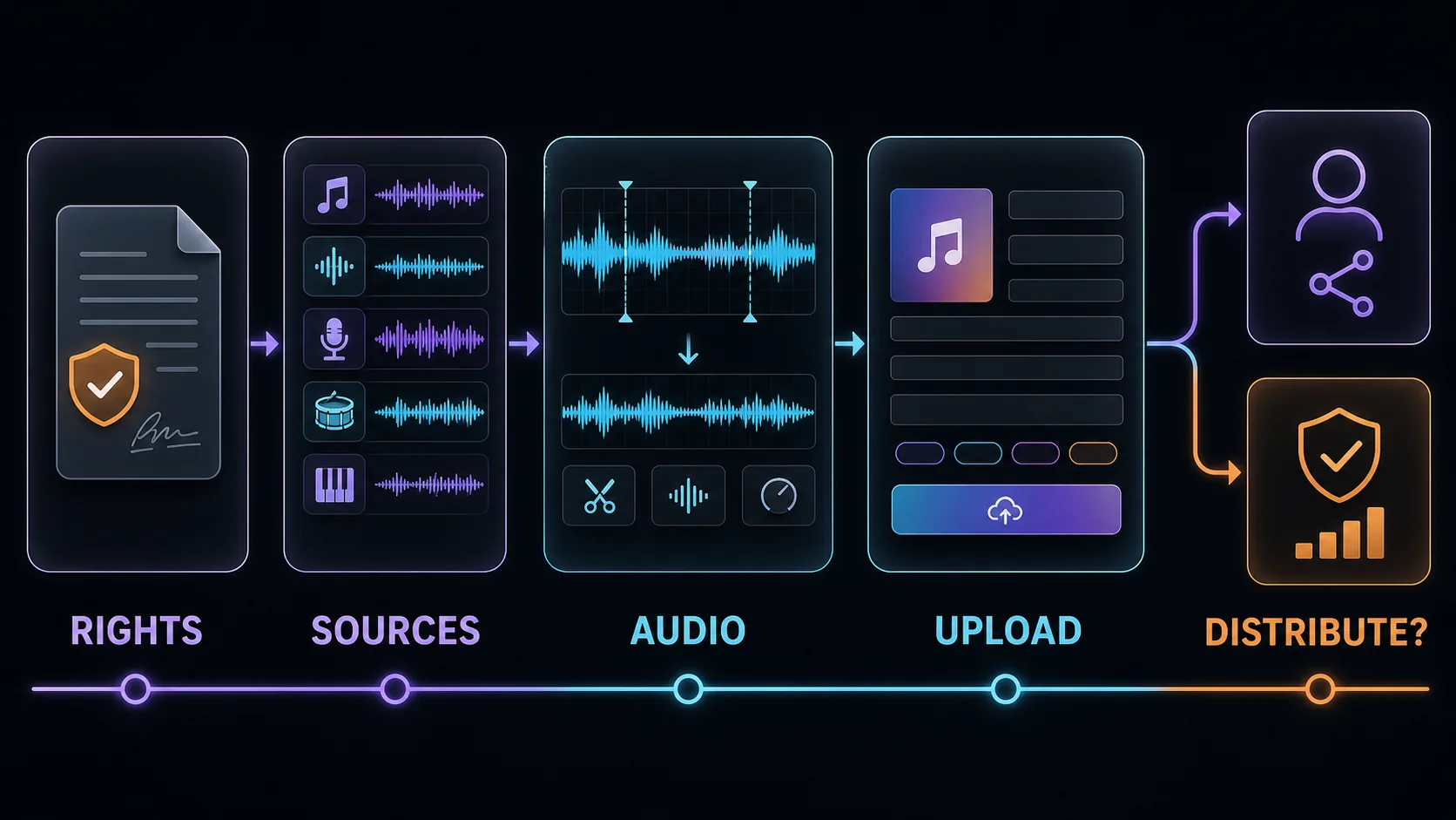 Rights-first workflow for preparing AI music before a SoundCloud upload