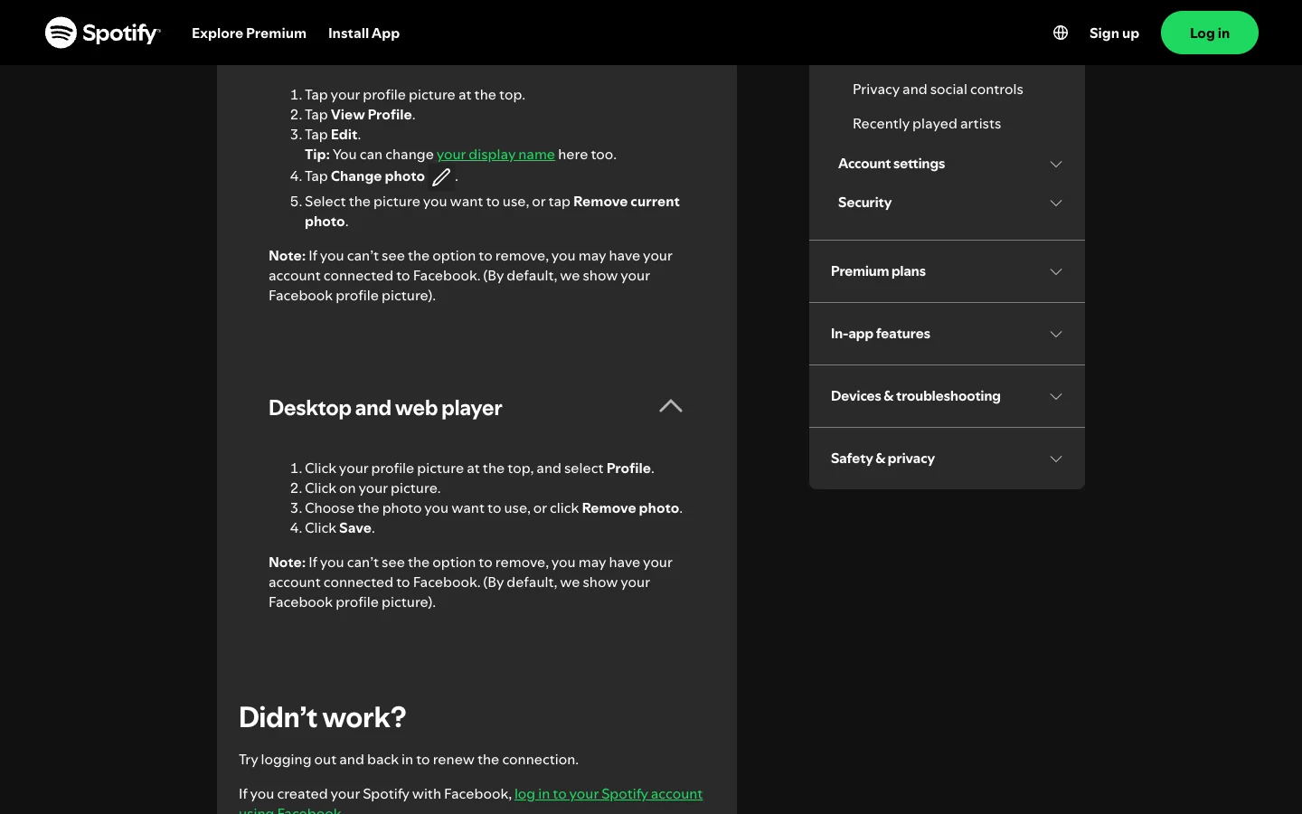 Spotify's official mobile, desktop, and web-player steps for changing a profile picture