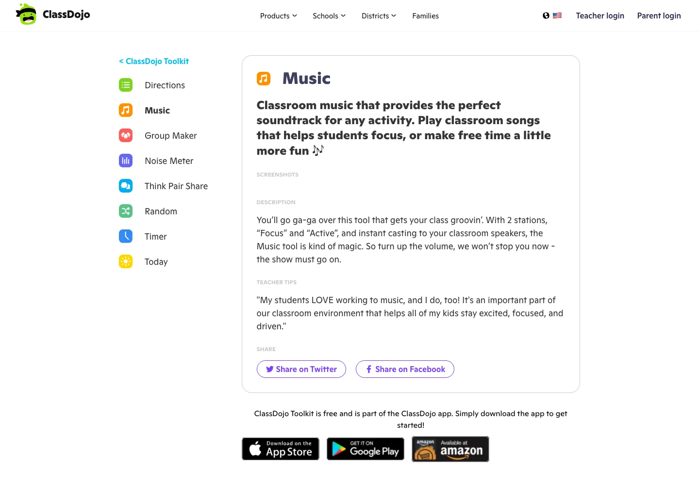 ClassDojo Music Toolkit official page for classroom music routines