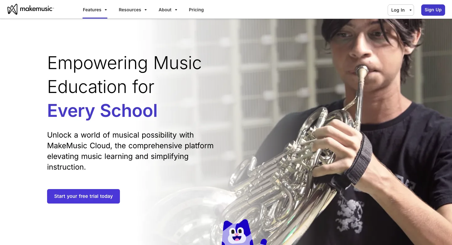 MakeMusic Cloud official product page for music education software