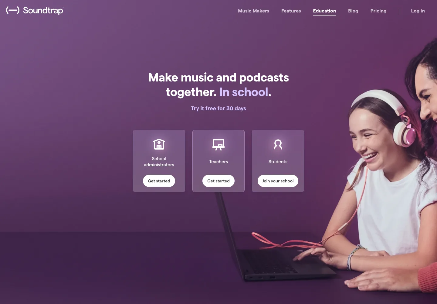 Soundtrap for Education official product page for school music and podcast projects