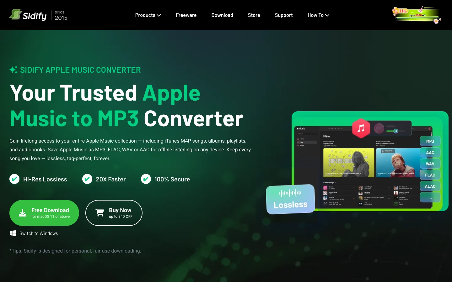 Sidify Apple Music Converter official product page screenshot
