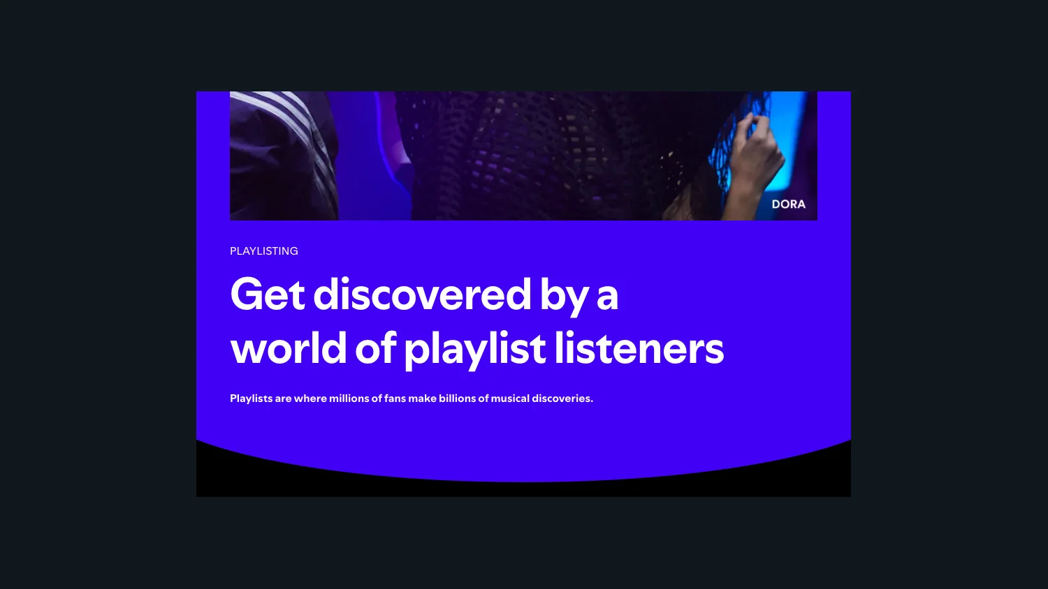 Spotify for Artists playlisting page showing playlist discovery positioning