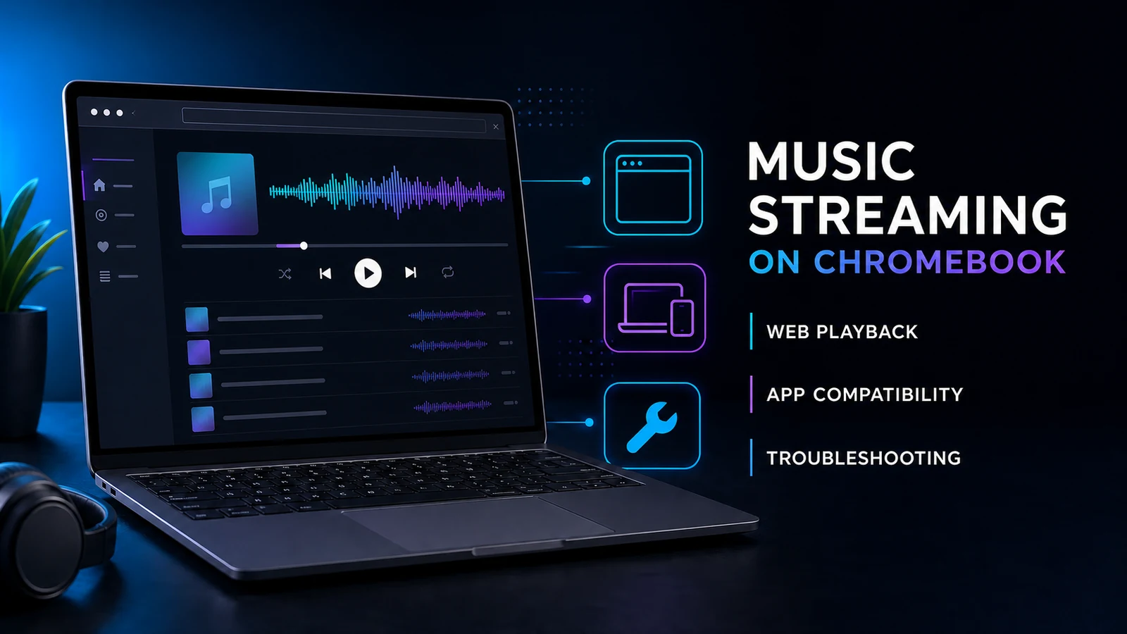 Chromebook music streaming workflow with web playback app compatibility and troubleshooting