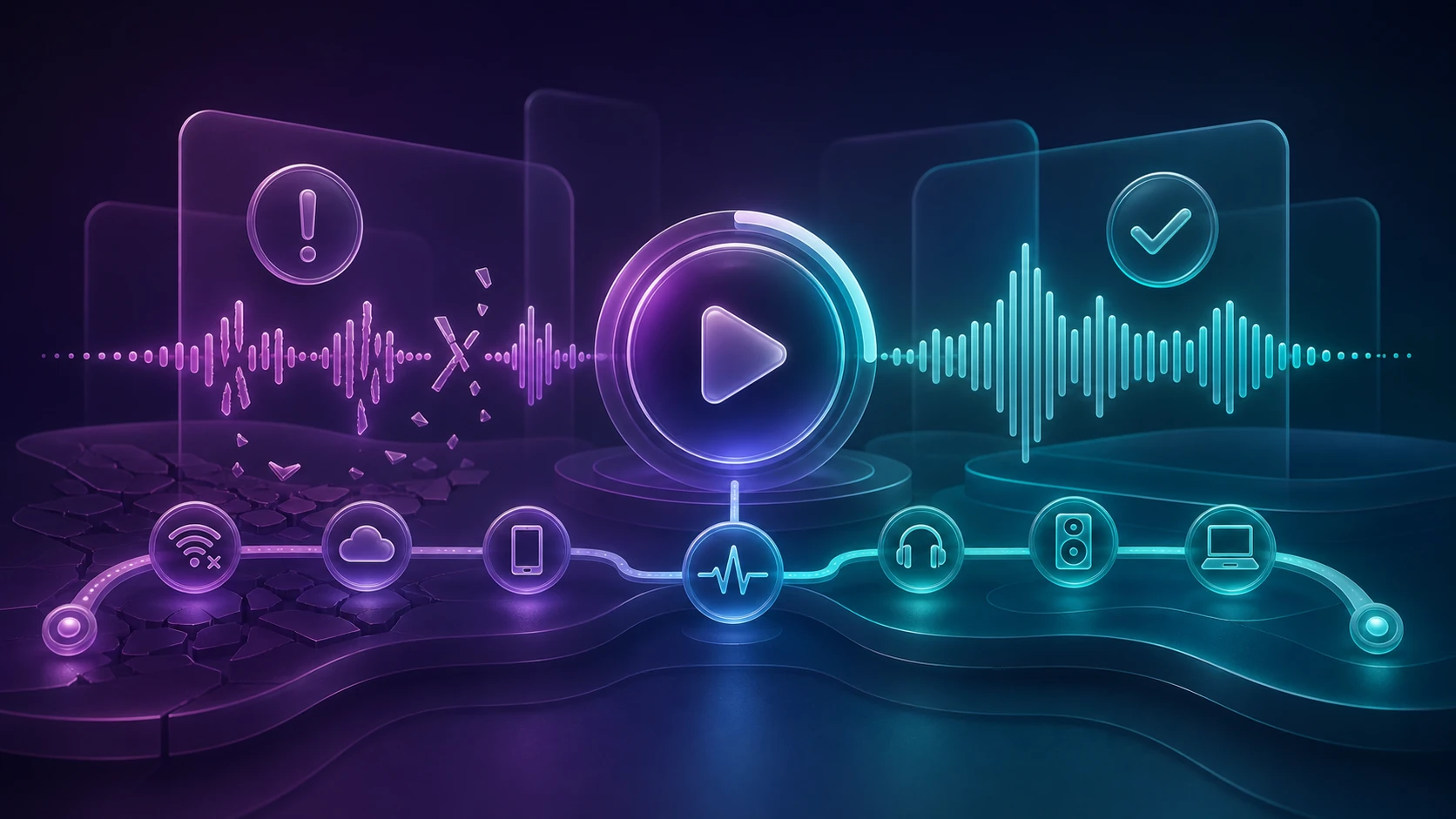 Troubleshooting path from broken audio playback to a stable music stream