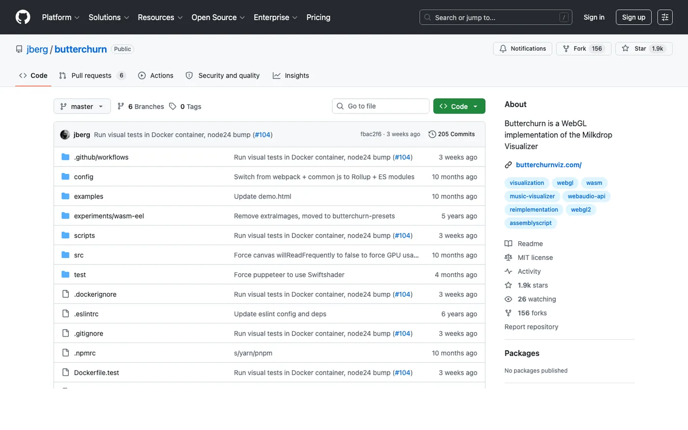 ButterChurn GitHub project page screenshot