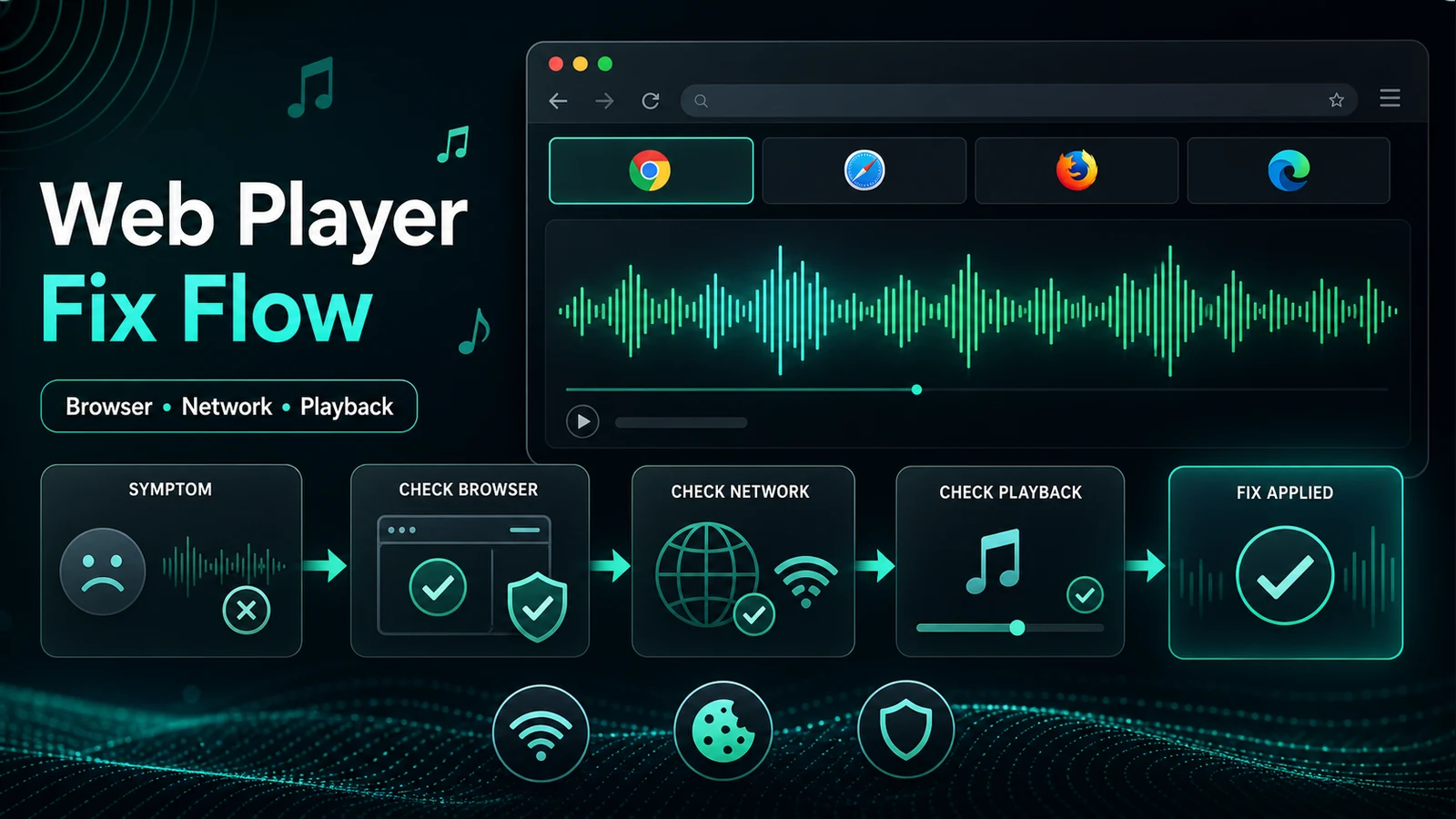 Browser troubleshooting flow for Spotify Web Player not working