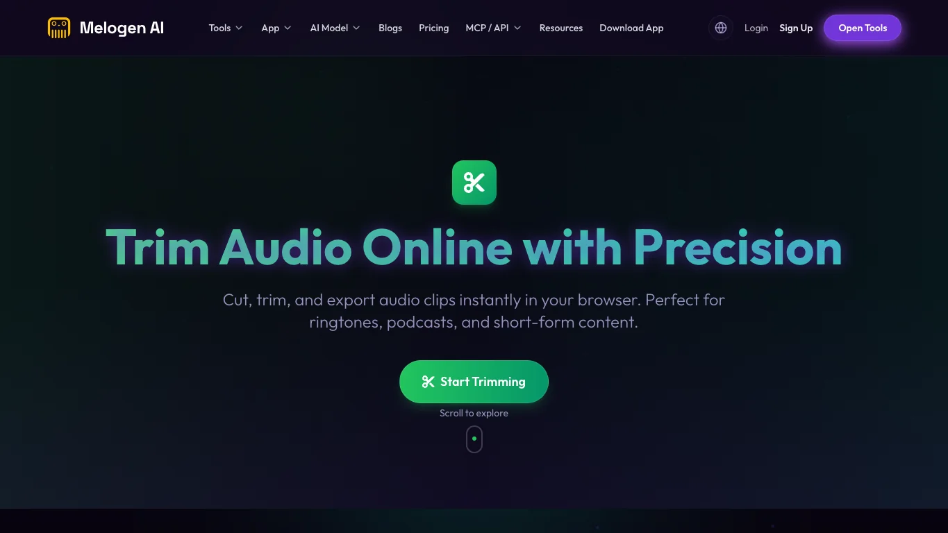 Melogen Music Trimmer Produktseite