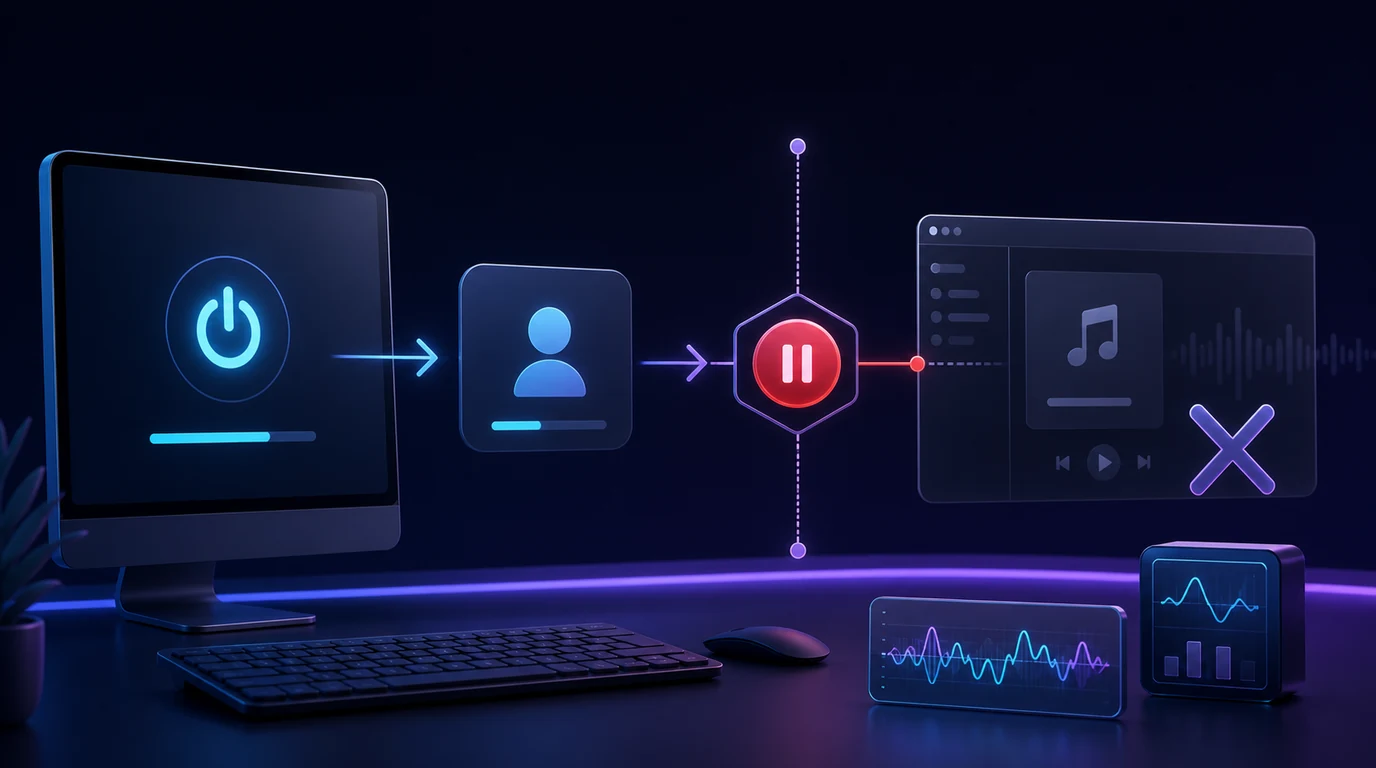 Desktop startup path that stops a music app from launching at login
