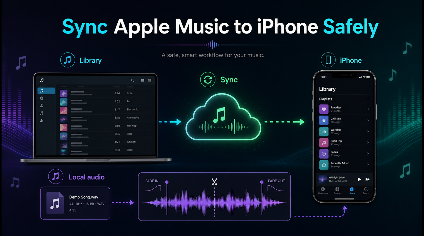 Apple Music library syncing to iPhone with Sync Library and local audio cleanup paths