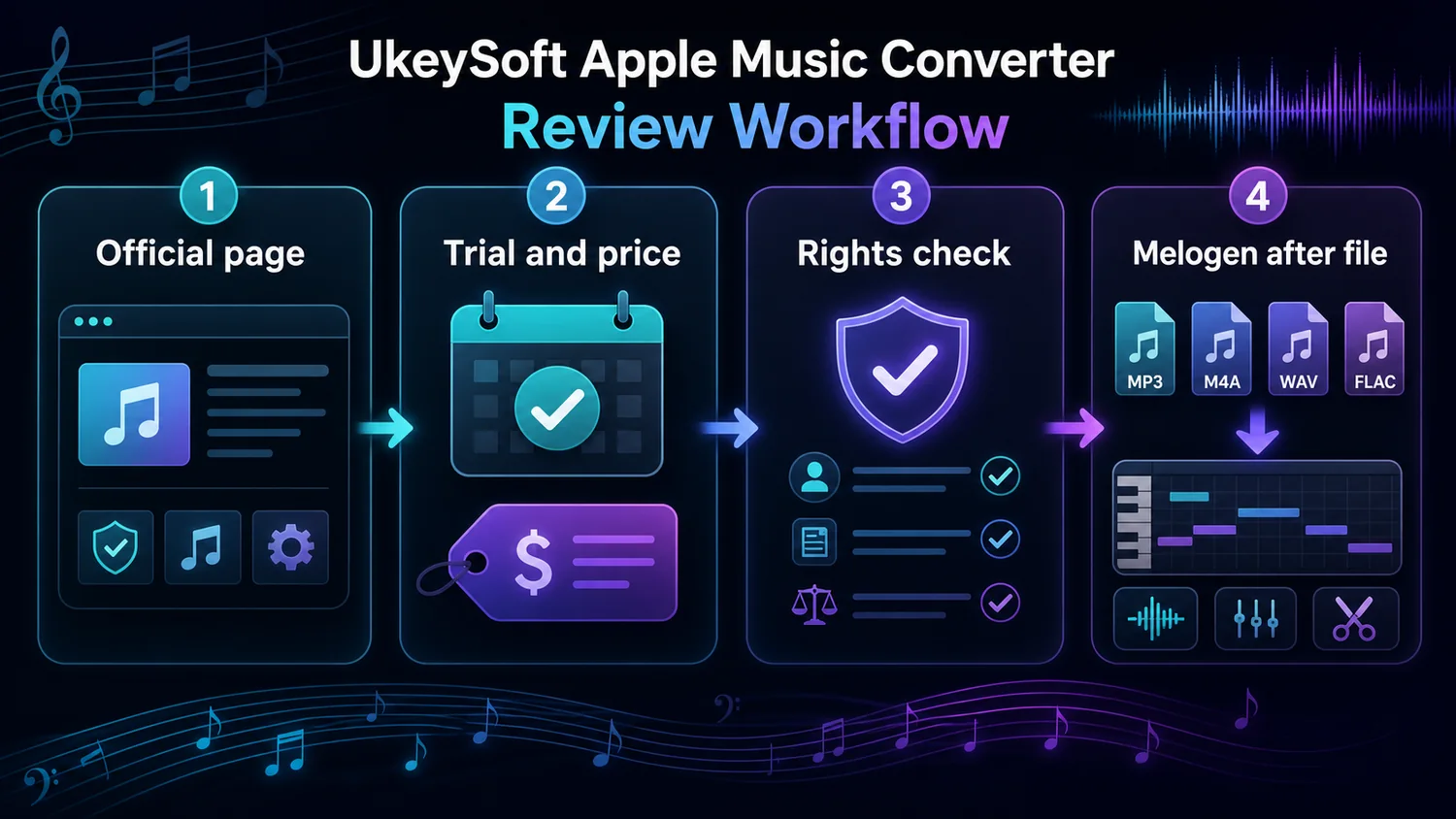 UkeySoft Apple Music Converter review workflow from official page checks to Melogen file cleanup