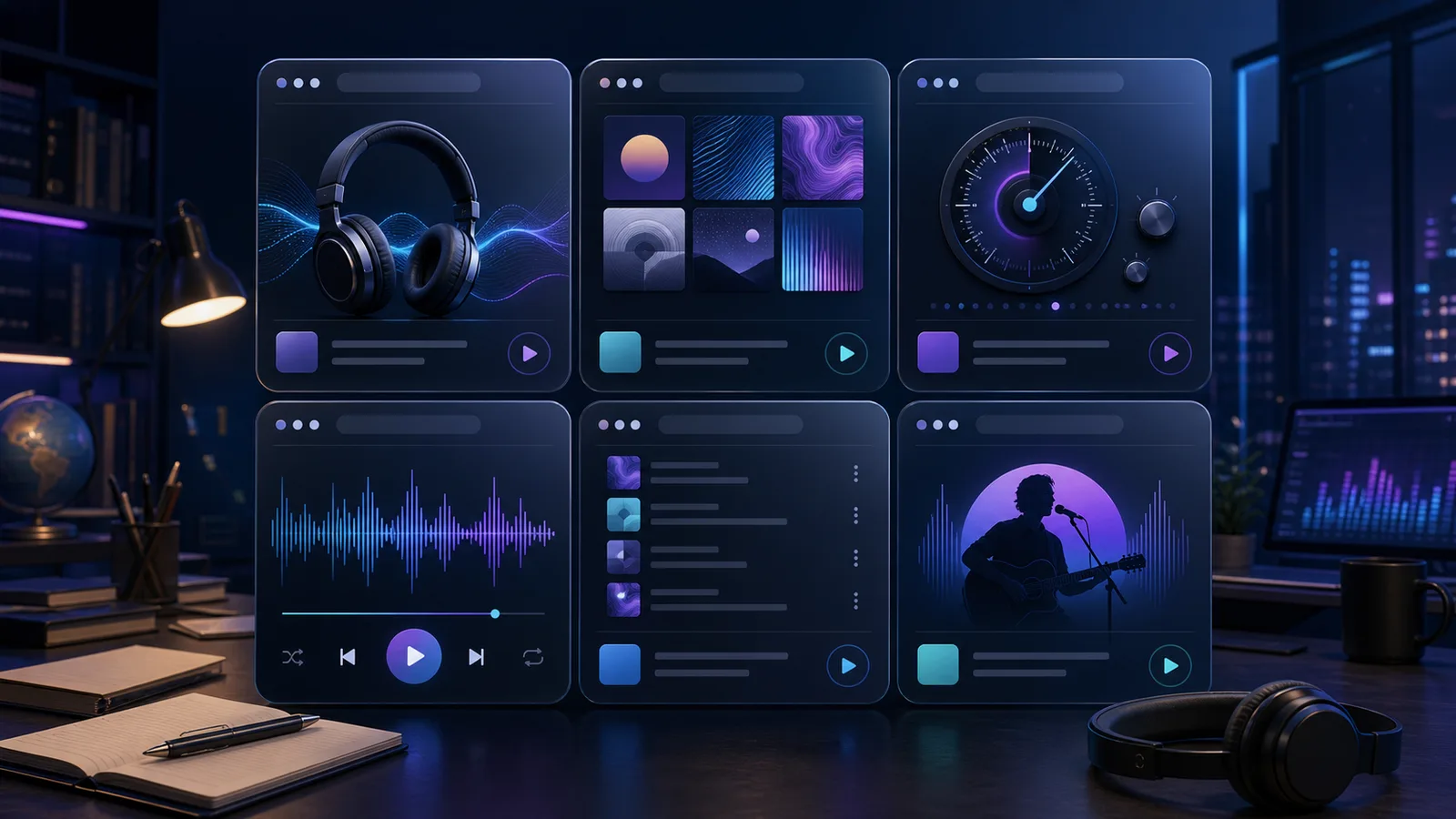 Six browser music listening options arranged for a policy-aware school and work comparison