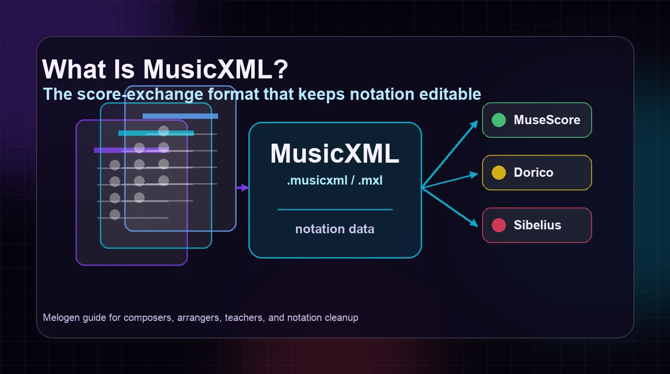 MusicXML-Datei zwischen Partiturseiten und Notationssoftware